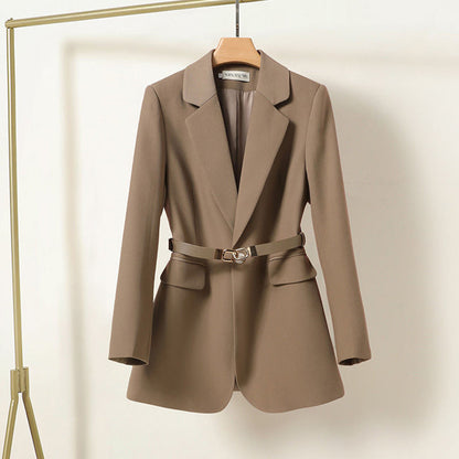 Eleganter Damen Blazer Lang mit Gürtel Herbst