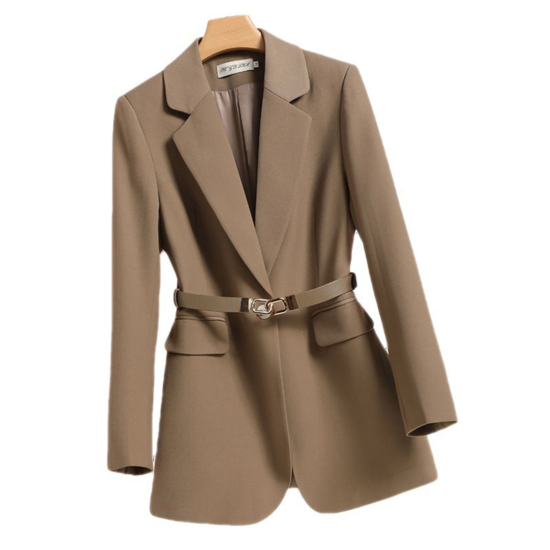 Eleganter Damen Blazer Lang mit Gürtel Herbst