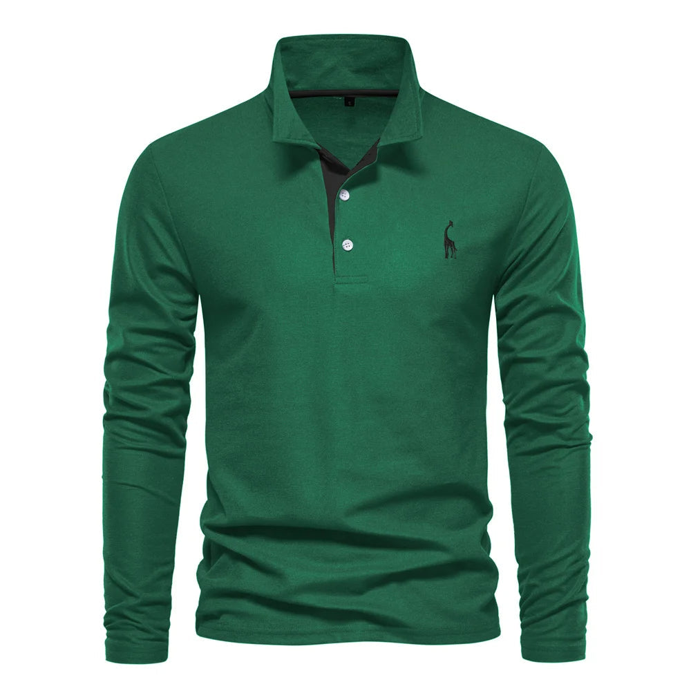 Herren Polo Pullover Langarm Warm