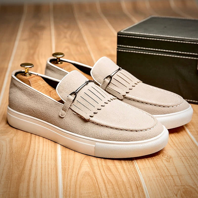 Herren Loafer Schuhe Wildleder Braun Elegent