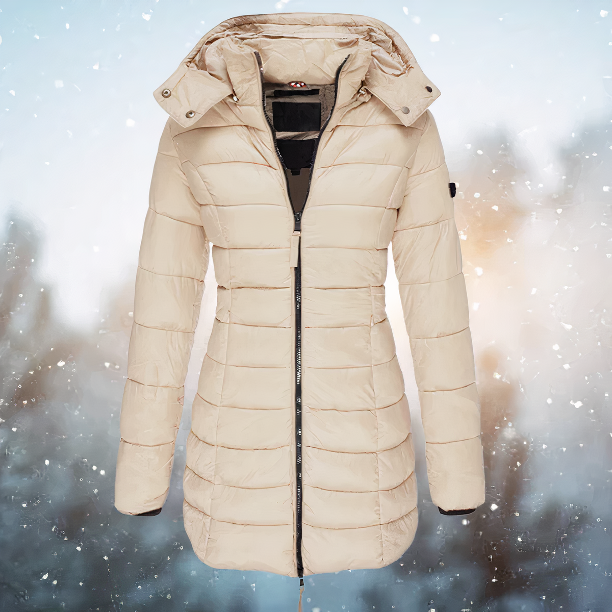 Damen Wintermantel Puffer Tailliert Warm