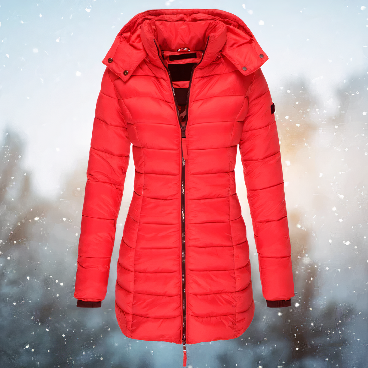 Damen Wintermantel Puffer Tailliert Warm