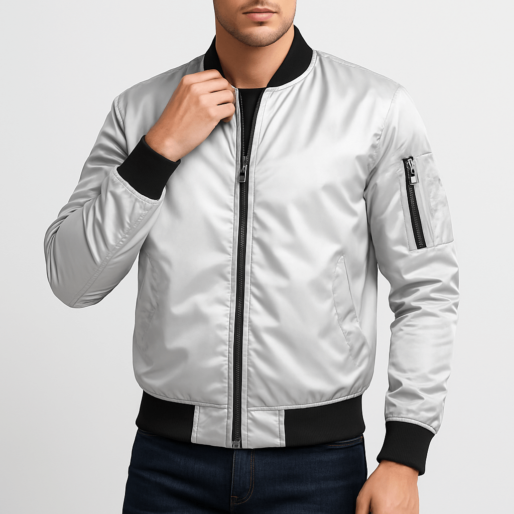 LUXEOUTFIT | Bomberjacke mit geripptem Kragen 4