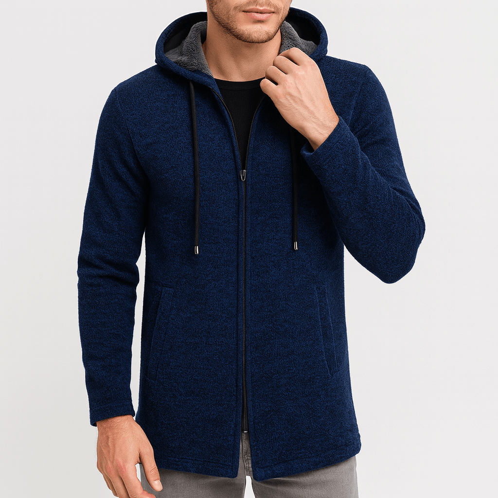 LUXEOUTFIT | Chenille-Strickjacke mit Kapuze 0