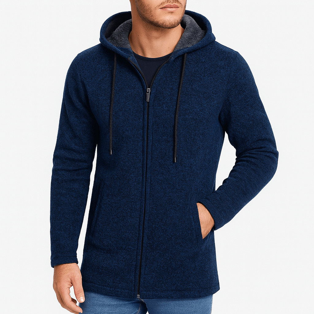 LUXEOUTFIT | Chenille-Strickjacke mit Kapuze 0