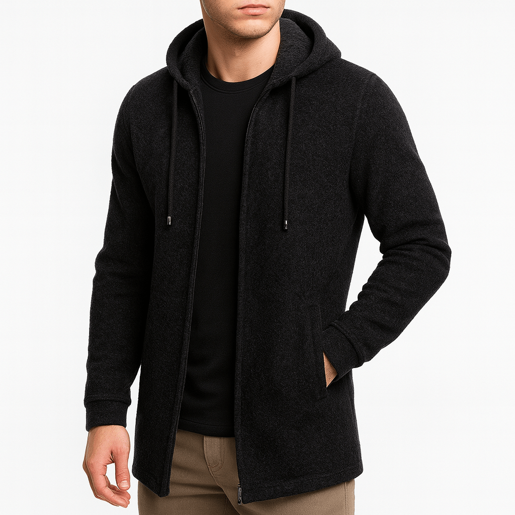 LUXEOUTFIT | Chenille-Strickjacke mit Kapuze 1