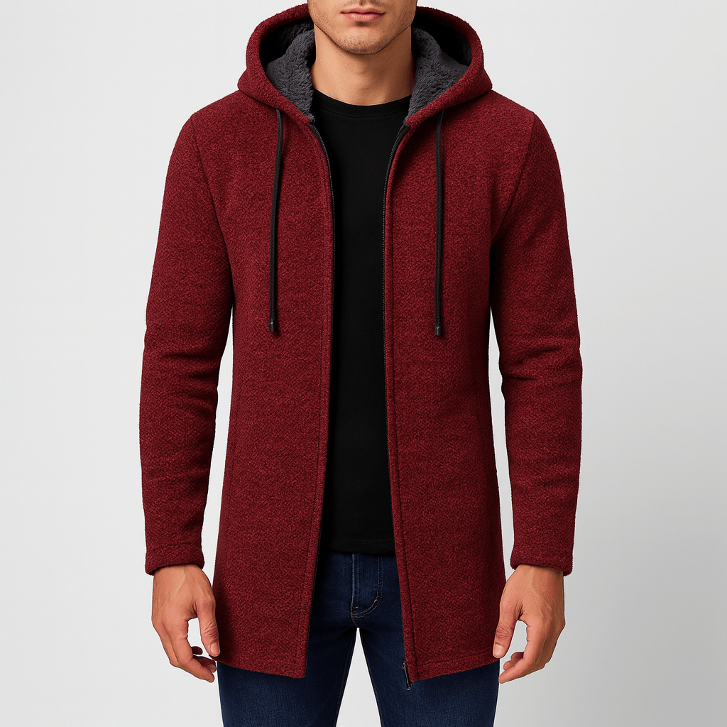 LUXEOUTFIT | Chenille-Strickjacke mit Kapuze 2