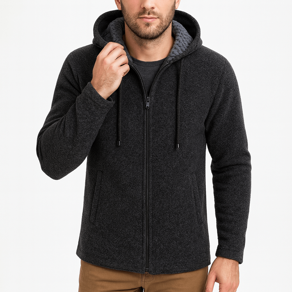 LUXEOUTFIT | Chenille-Strickjacke mit Kapuze 2