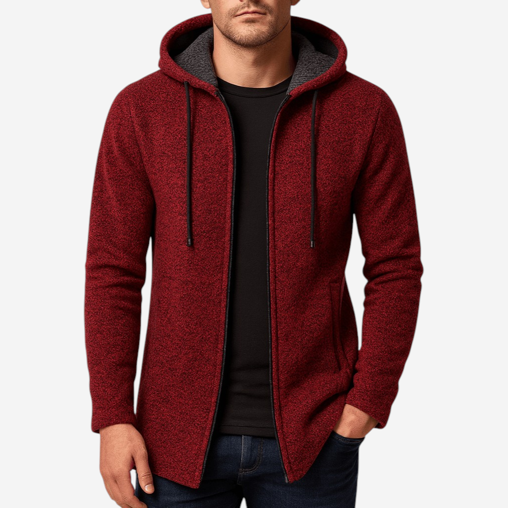 LUXEOUTFIT | Chenille-Strickjacke mit Kapuze 4