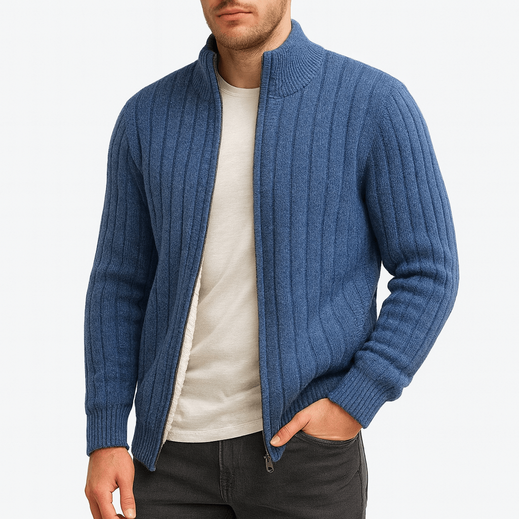 LUXEOUTFIT | Fleece-Cardigan mit durchgehendem Reißverschluss 0