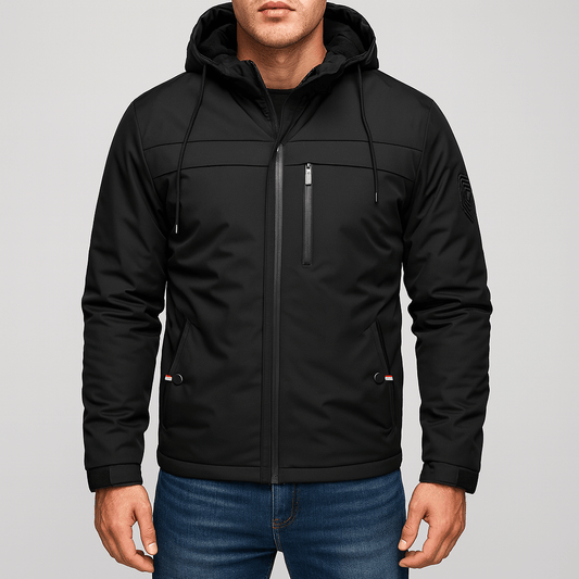 LUXEOUTFIT | Gemütliche schwarze Windjacke 0