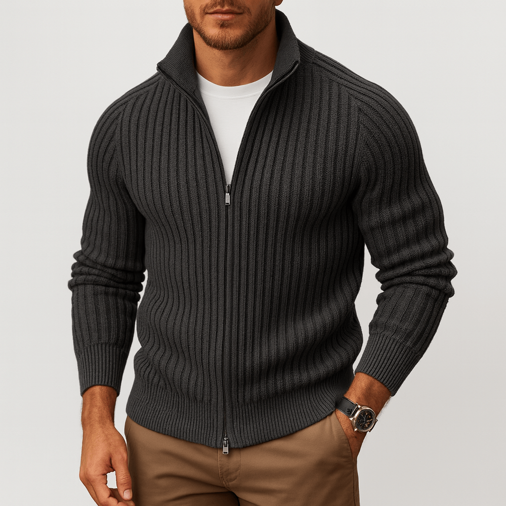 LUXEOUTFIT | Gerippter Cardigan mit Reißverschluss 0