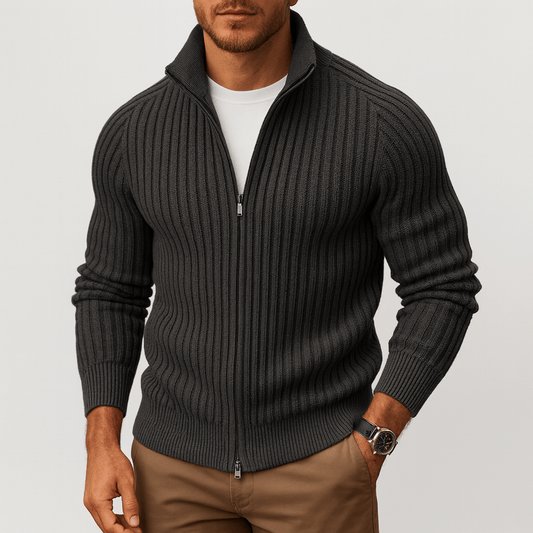 LUXEOUTFIT | Gerippter Cardigan mit Reißverschluss 0