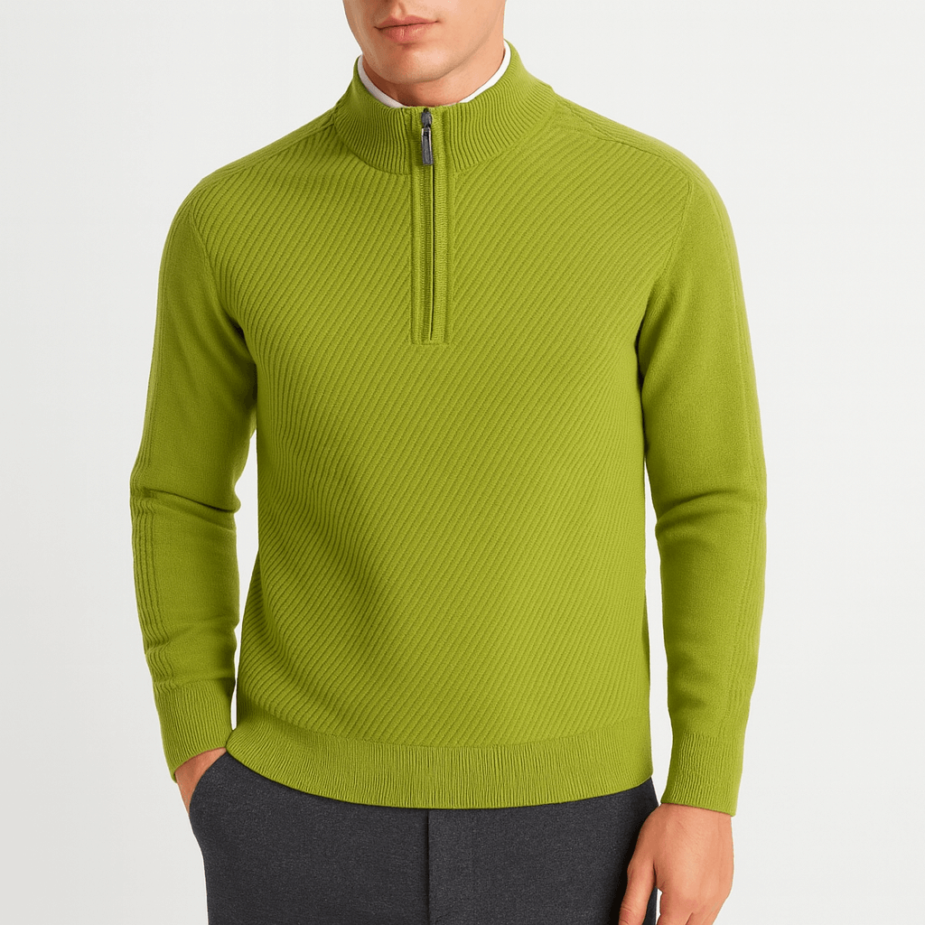 LUXEOUTFIT | Gerippter Pullover mit halbem Reißverschluss 1