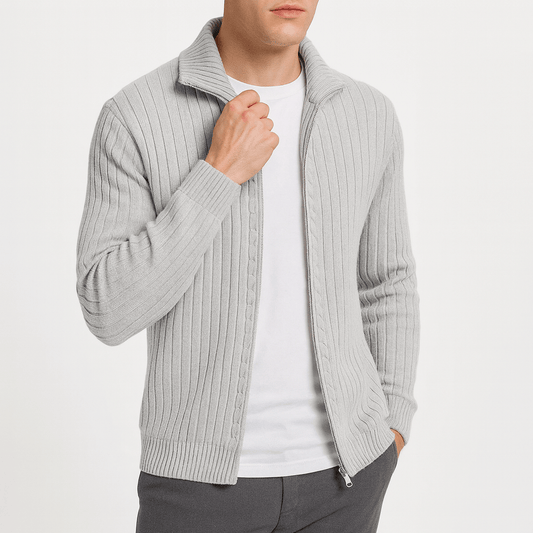 LUXEOUTFIT | Gerippter Strickcardigan mit offener Vorderseite 0