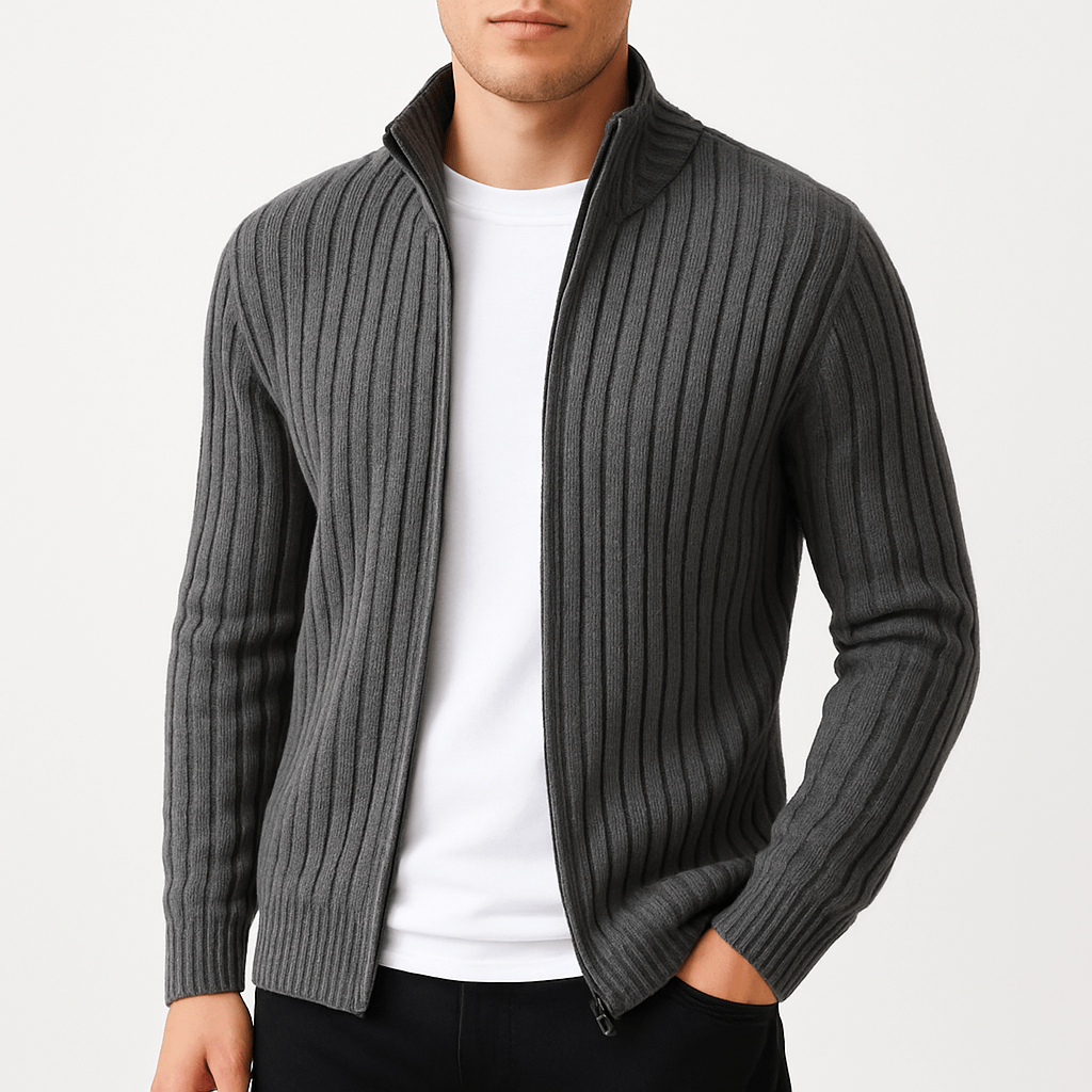 LUXEOUTFIT | Gerippter Strickcardigan mit offener Vorderseite 1