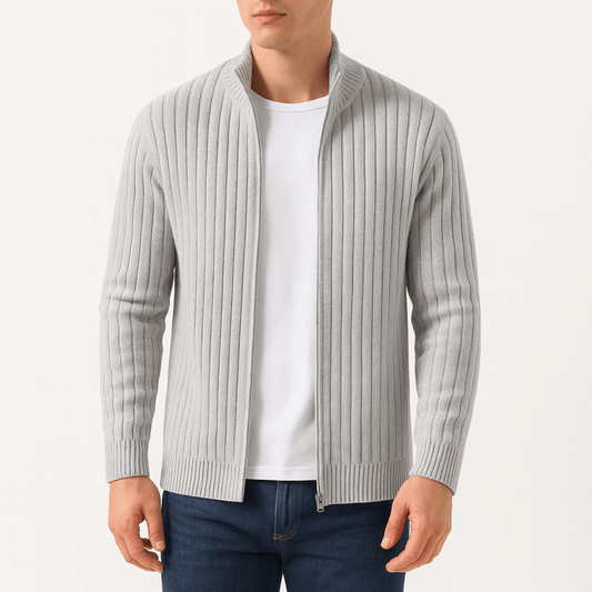 LUXEOUTFIT | Gestreifte Strickjacke mit Reißverschluss 0