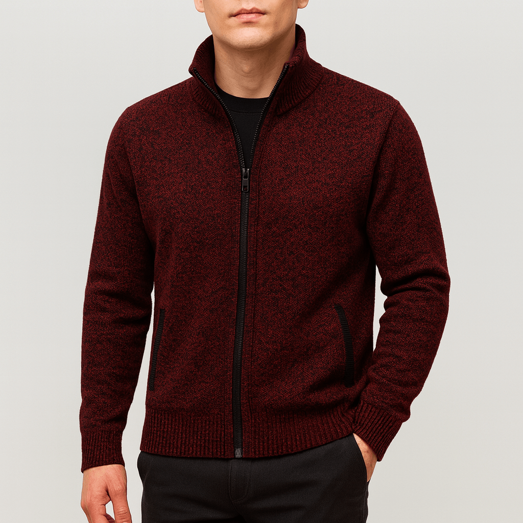 LUXEOUTFIT | Gestrickte Strickjacke mit Reißverschlusskragen 2