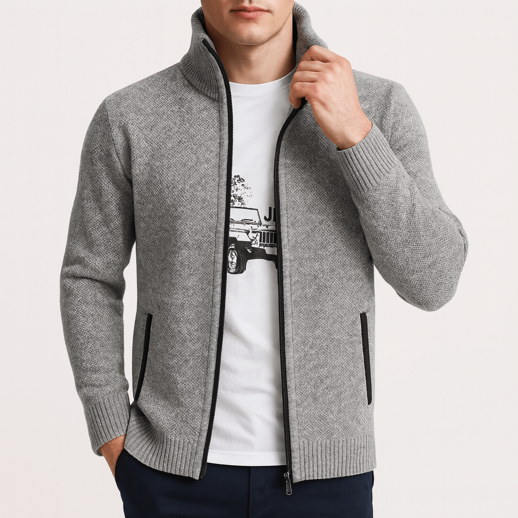 LUXEOUTFIT | Gestrickter Cardigan mit Reißverschluss 3