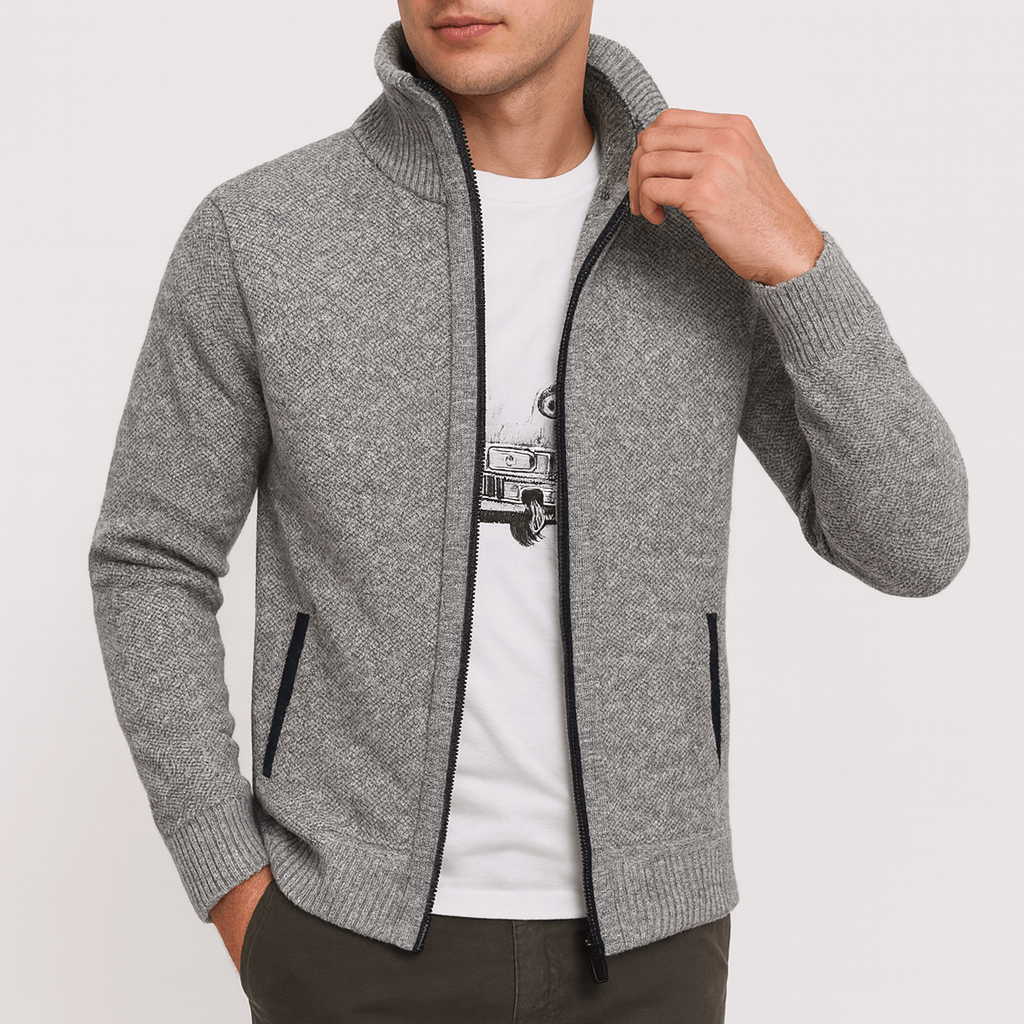 LUXEOUTFIT | Gestrickter Cardigan mit Reißverschluss 3