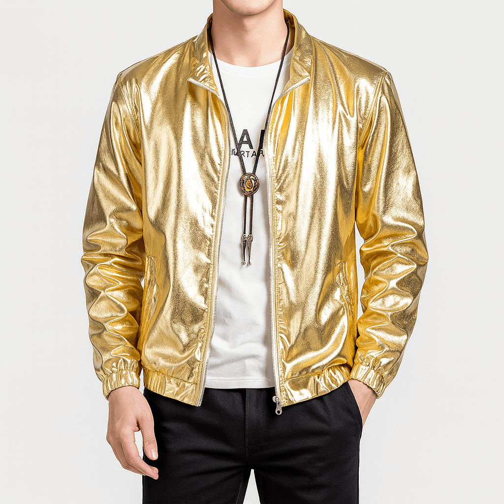 LUXEOUTFIT | Glänzende Reißverschlussjacke 0