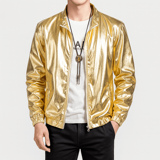 LUXEOUTFIT | Glänzende Reißverschlussjacke 0