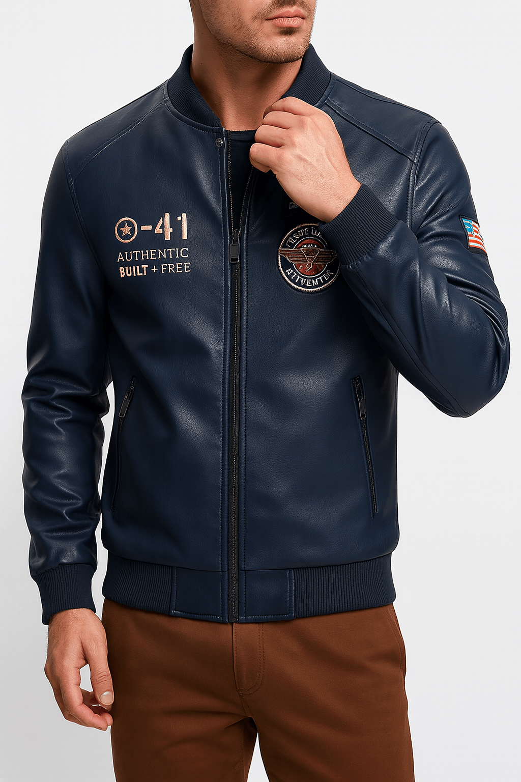 LUXEOUTFIT | Jacke mit Lederpatches 2