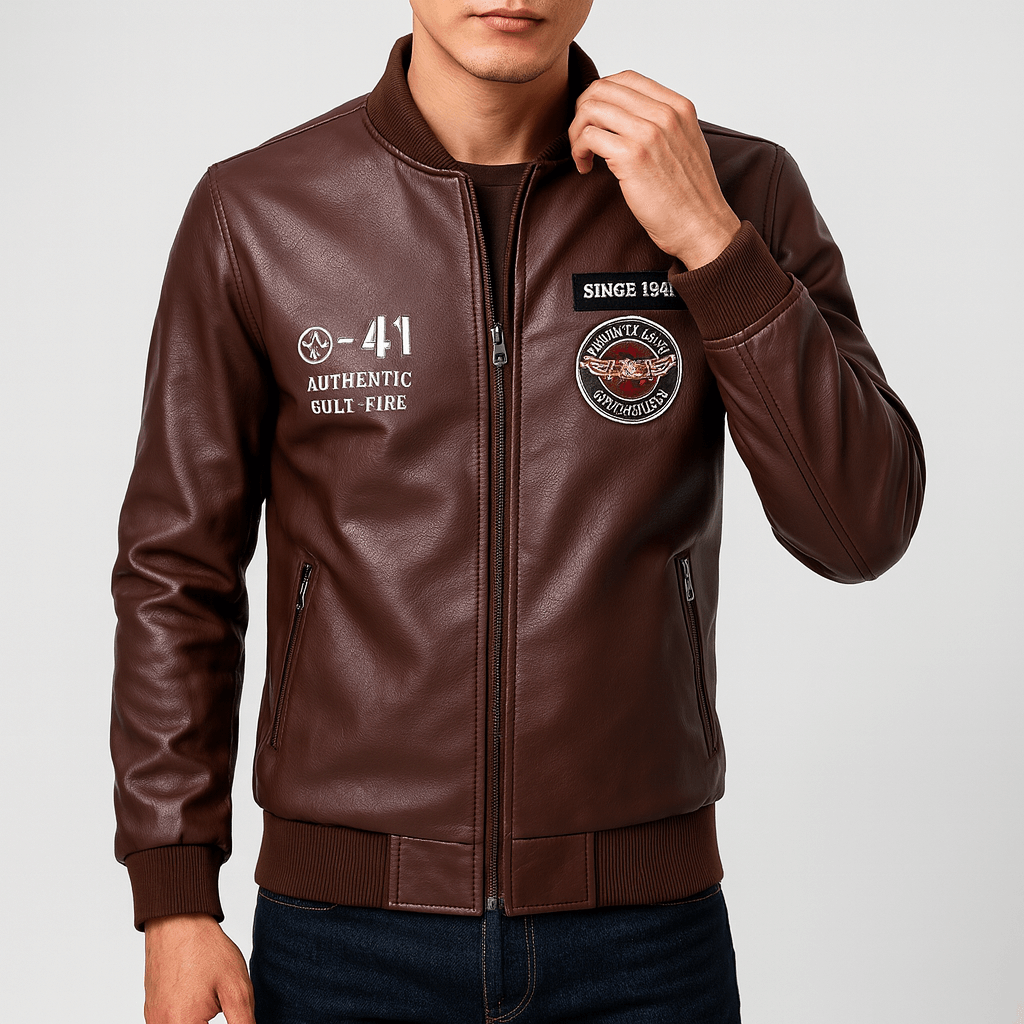LUXEOUTFIT | Jacke mit Lederpatches 3