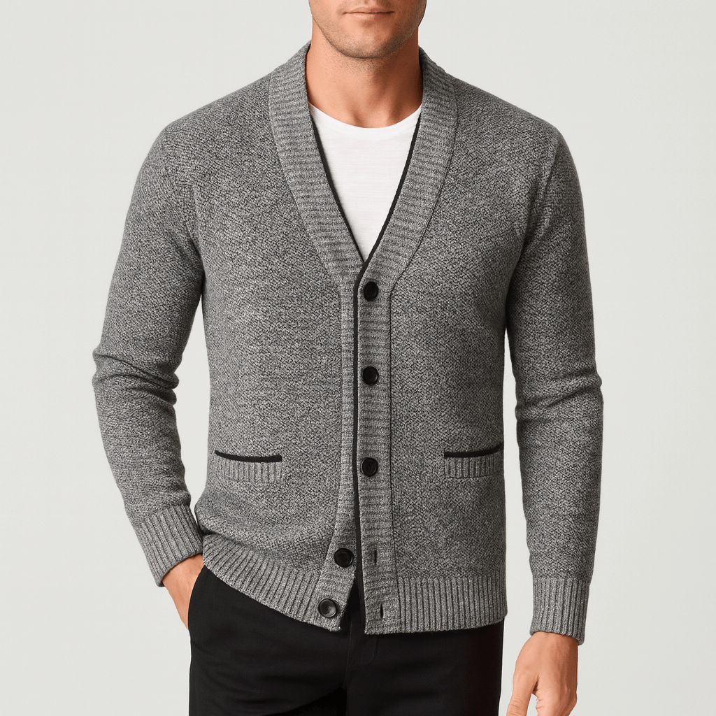 LUXEOUTFIT | Karierte Strickjacke mit V-Ausschnitt 0