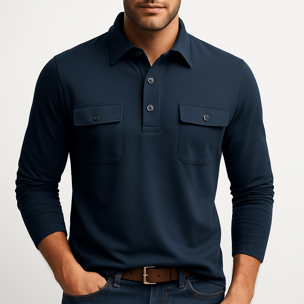 LUXEOUTFIT | Langärmliges Poloshirt aus Baumwollmischung 0