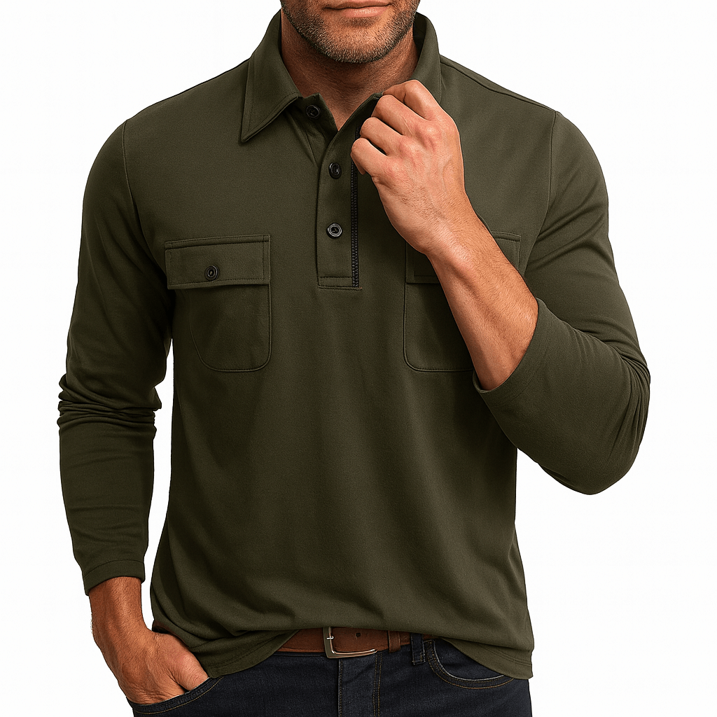 LUXEOUTFIT | Langärmliges Poloshirt aus Baumwollmischung 3
