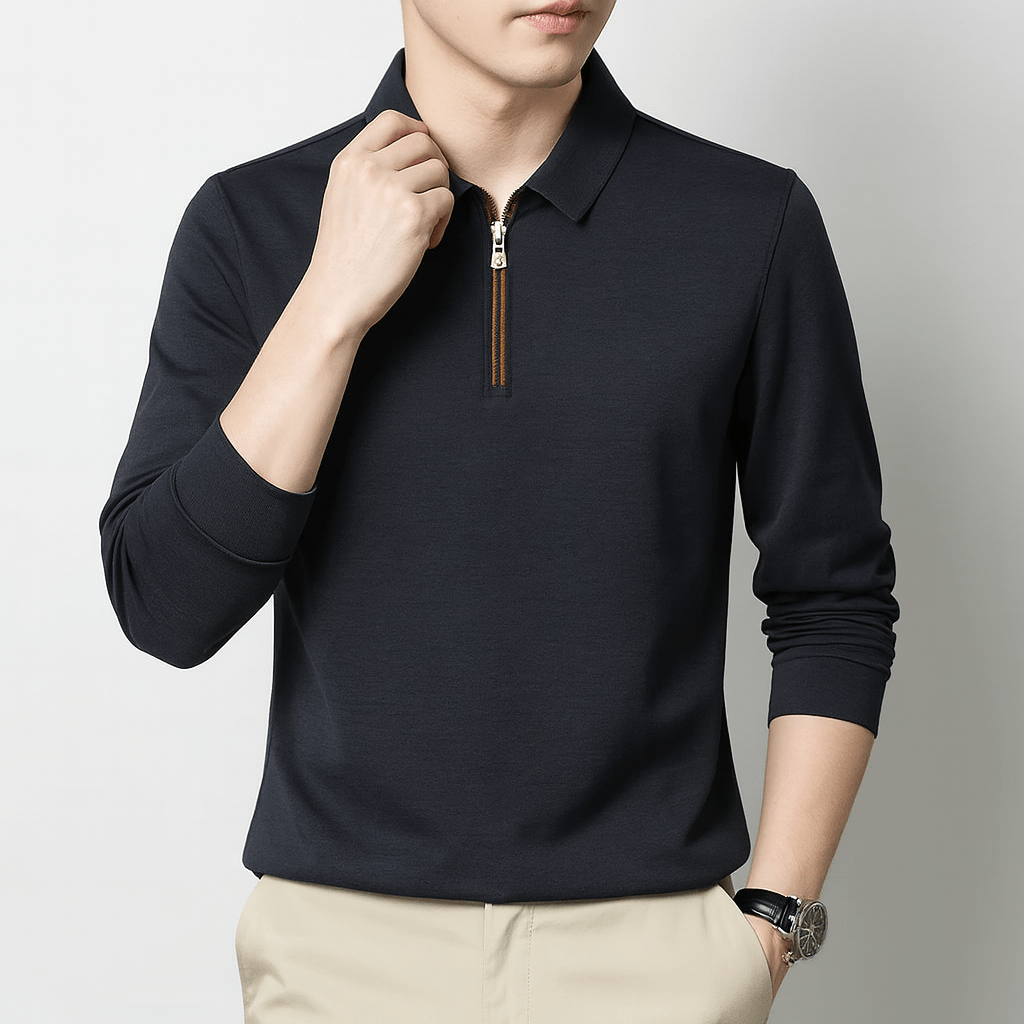 LUXEOUTFIT | Lässiger Pullover mit halbem Reißverschluss 2