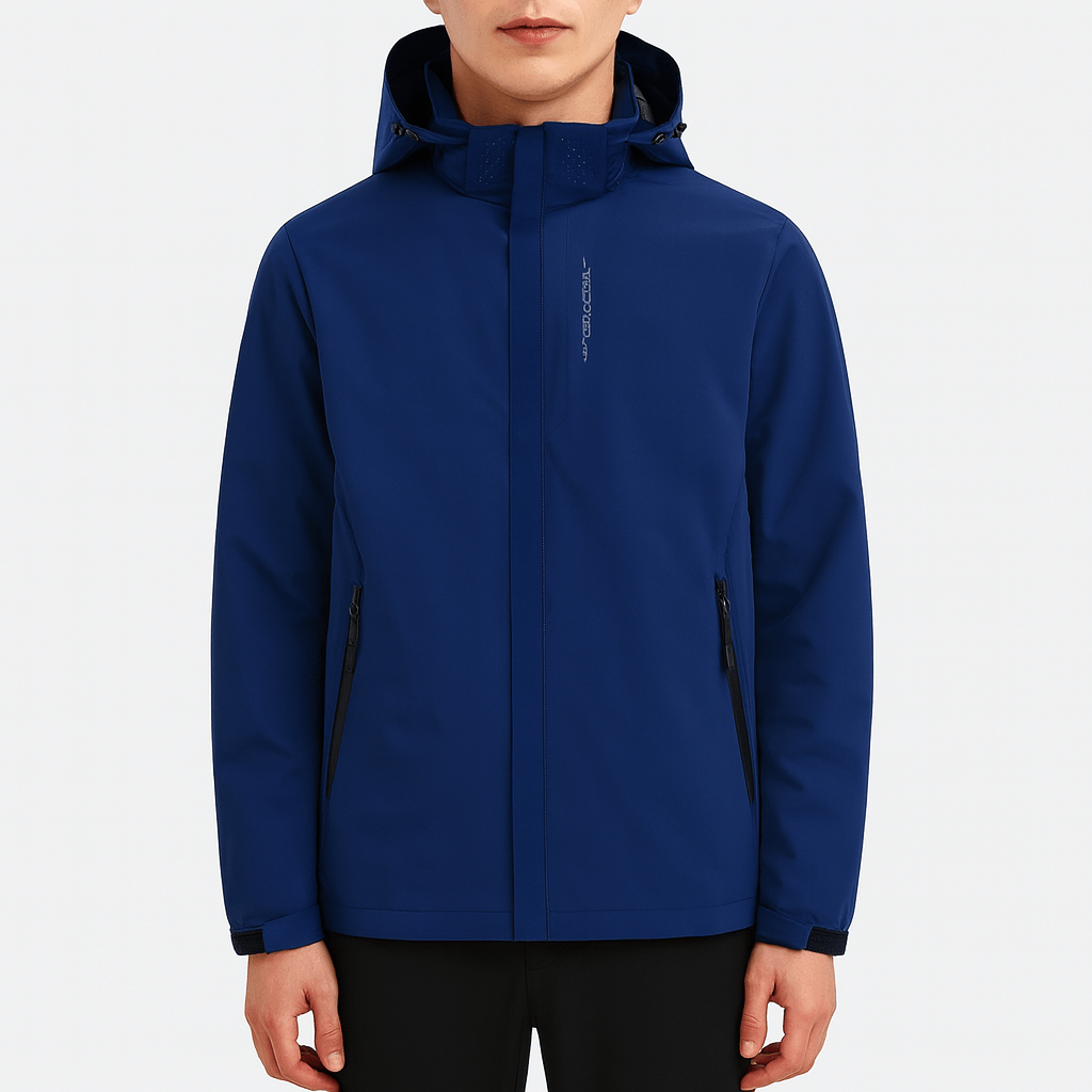 LUXEOUTFIT | Marineblaue Windjacke mit Kapuze 0