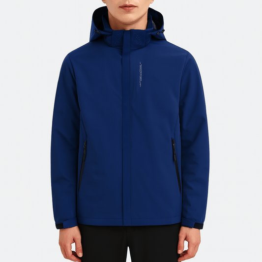 LUXEOUTFIT | Marineblaue Windjacke mit Kapuze 0