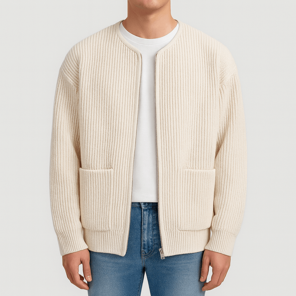 LUXEOUTFIT | Minimalistischer Cardigan mit Reißverschluss 0