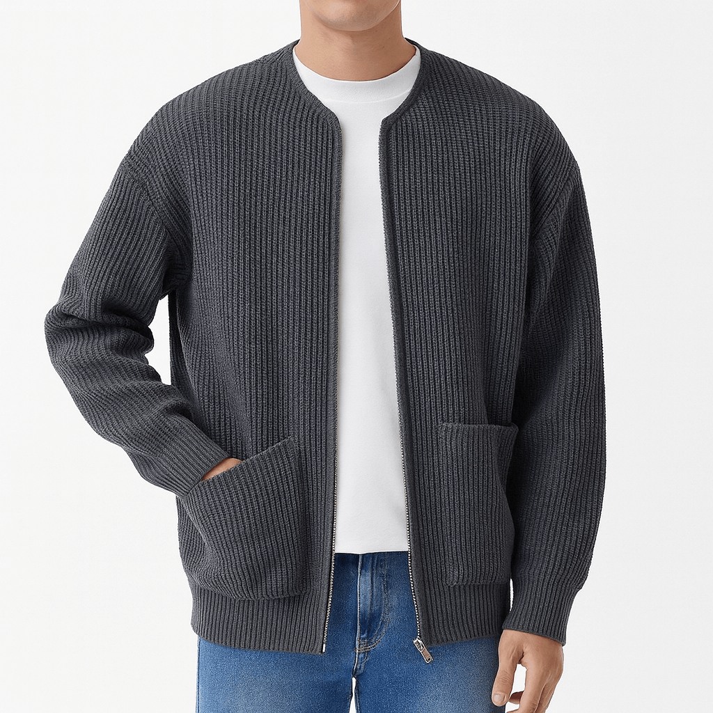 LUXEOUTFIT | Minimalistischer Cardigan mit Reißverschluss 1