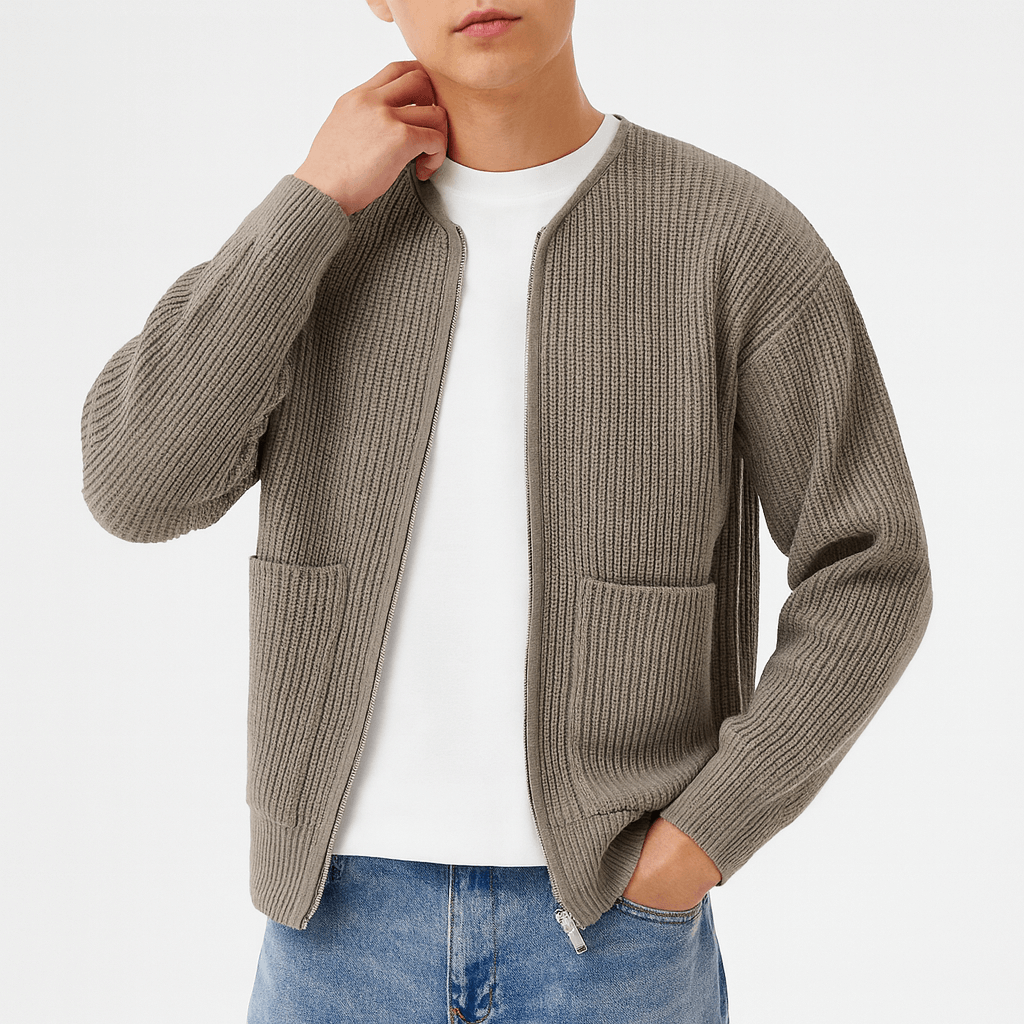 LUXEOUTFIT | Minimalistischer Cardigan mit Reißverschluss 2