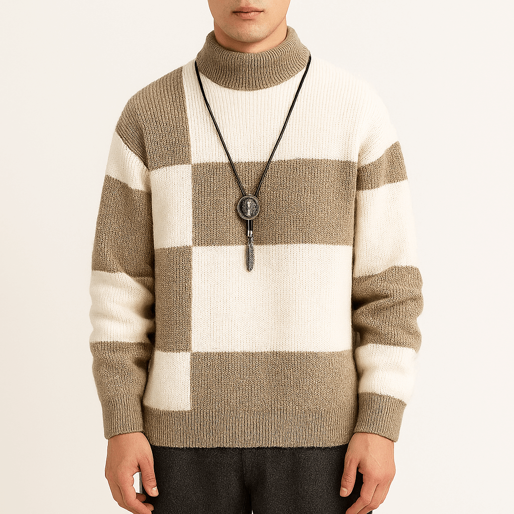 LUXEOUTFIT | Moderner Rollkragenpullover mit Farbblock 0