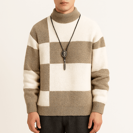 LUXEOUTFIT | Moderner Rollkragenpullover mit Farbblock 0