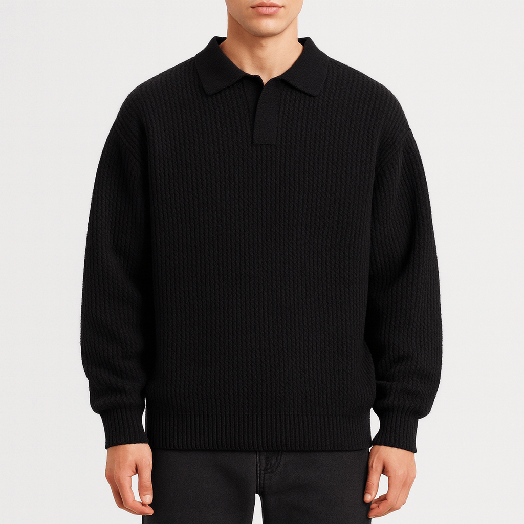 LUXEOUTFIT | Polopullover aus Waffelstrick 0