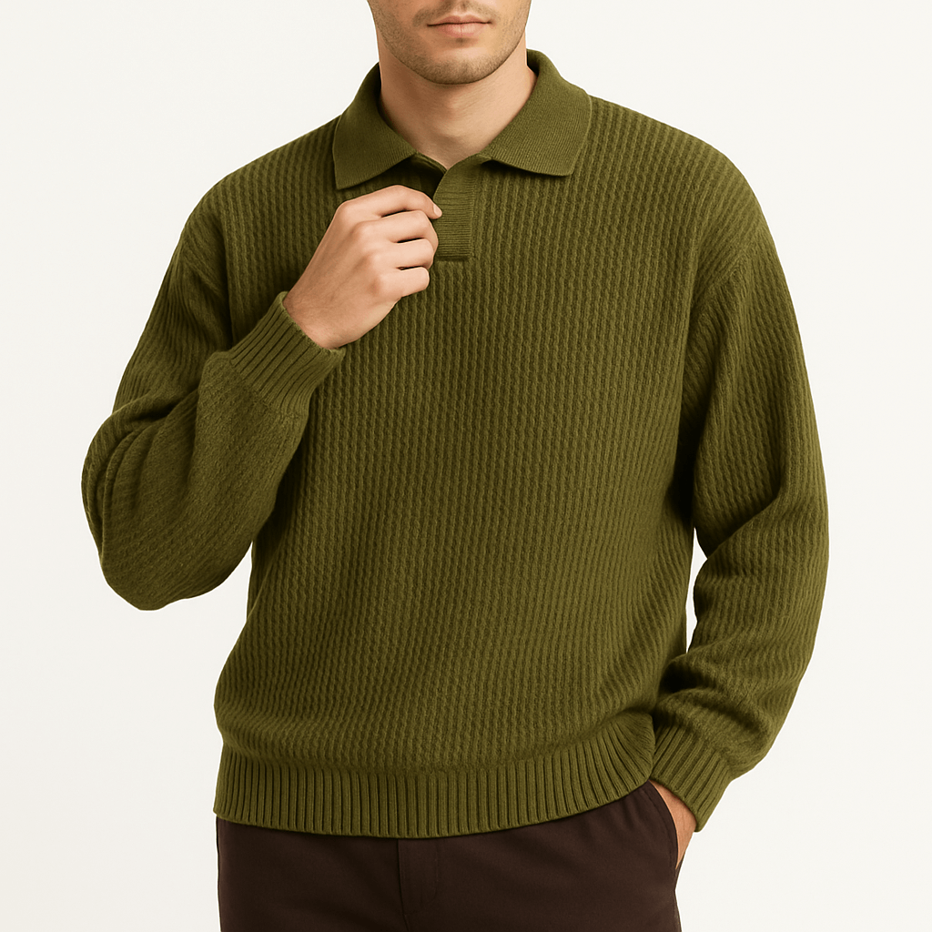 LUXEOUTFIT | Polopullover aus Waffelstrick 1