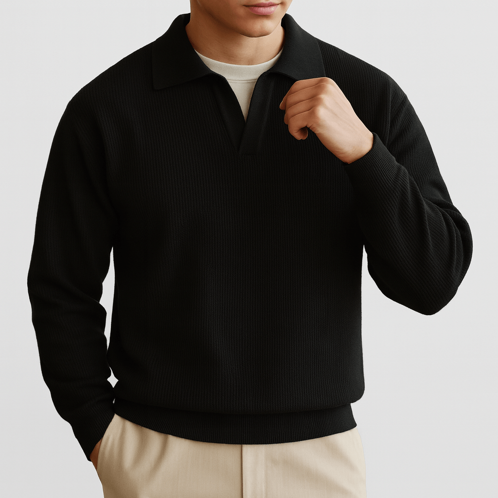 LUXEOUTFIT | Polopullover aus Waffelstrick 1