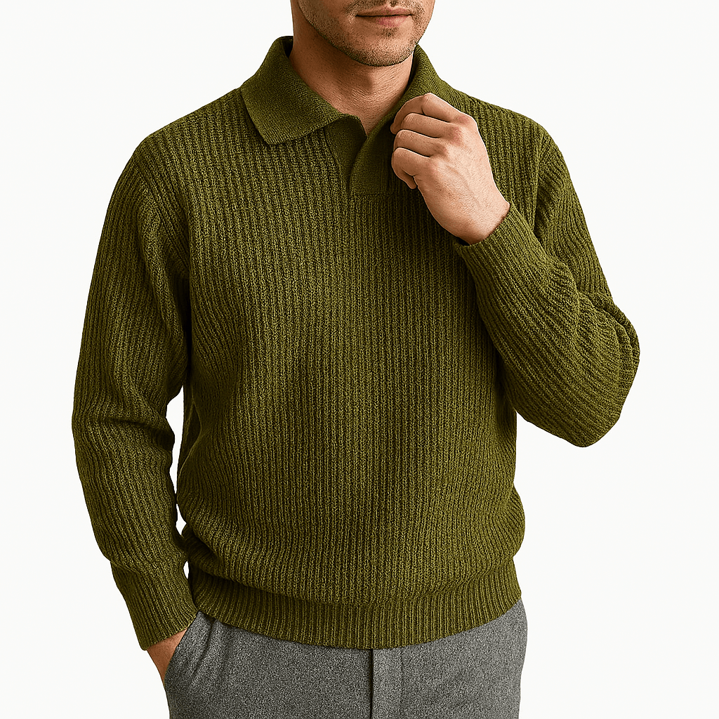 LUXEOUTFIT | Polopullover aus Waffelstrick 1
