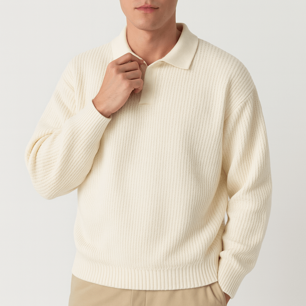 LUXEOUTFIT | Polopullover aus Waffelstrick 5