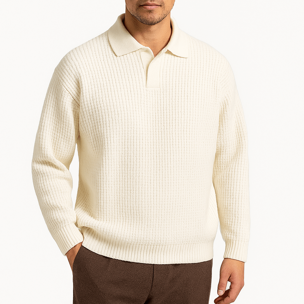LUXEOUTFIT | Polopullover aus Waffelstrick 5