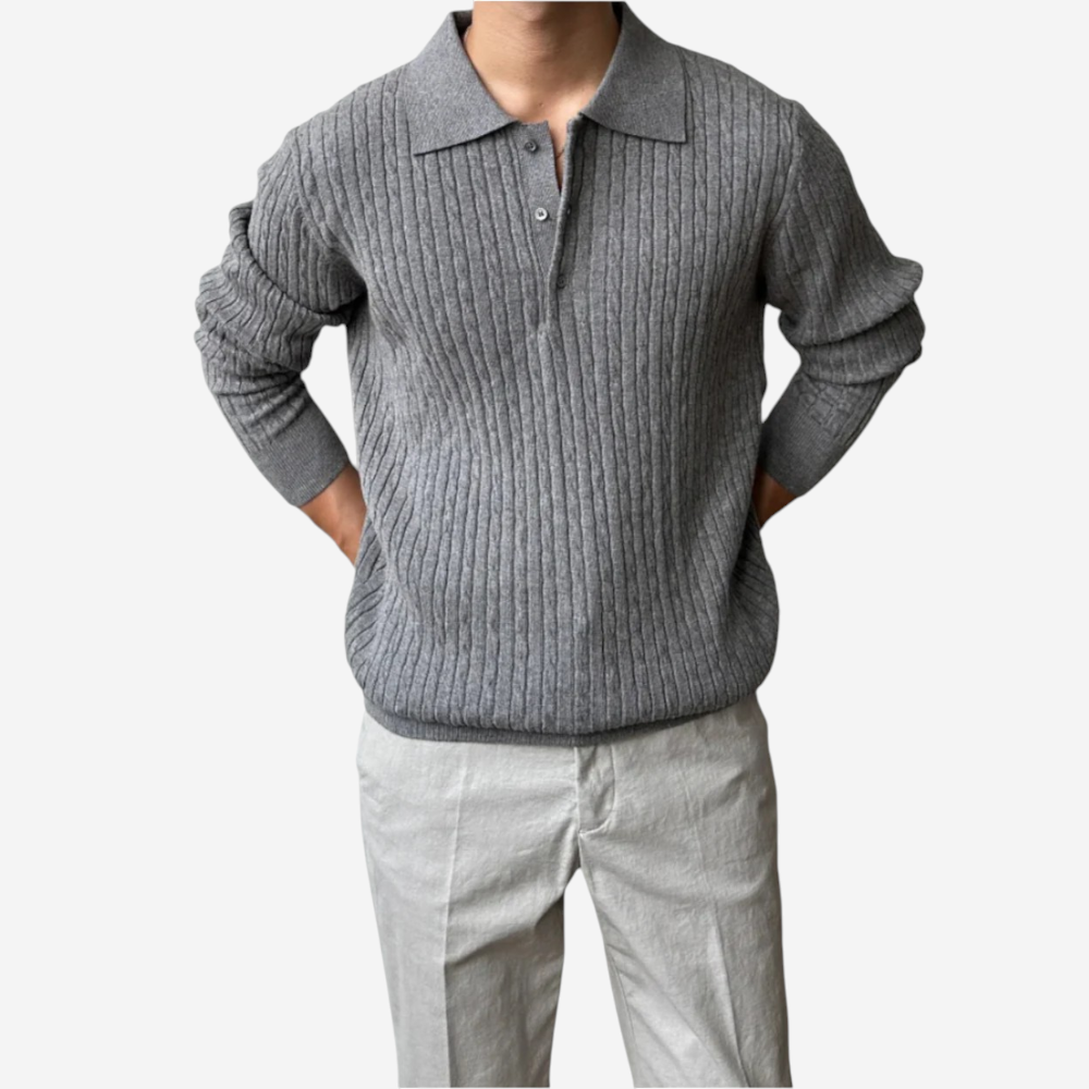 LUXEOUTFIT | Polopullover mit Zopfmuster 1