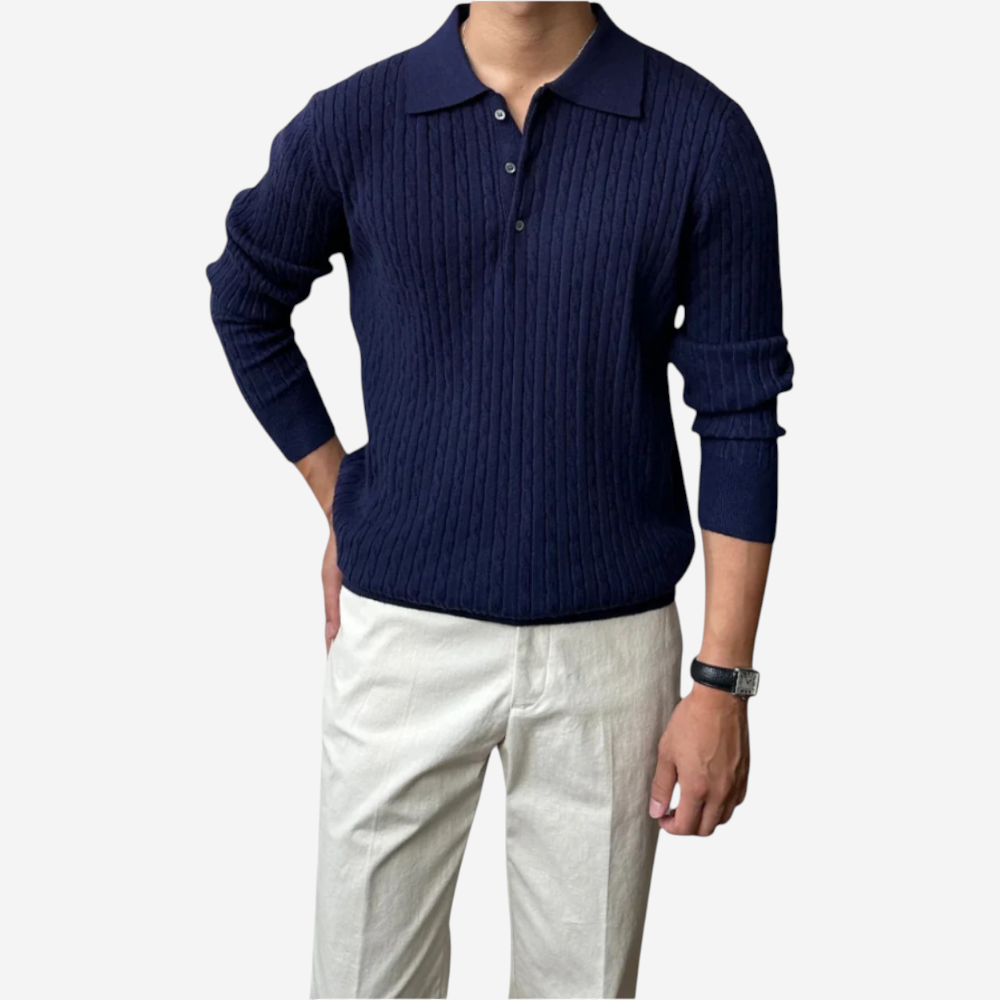 LUXEOUTFIT | Polopullover mit Zopfmuster 2