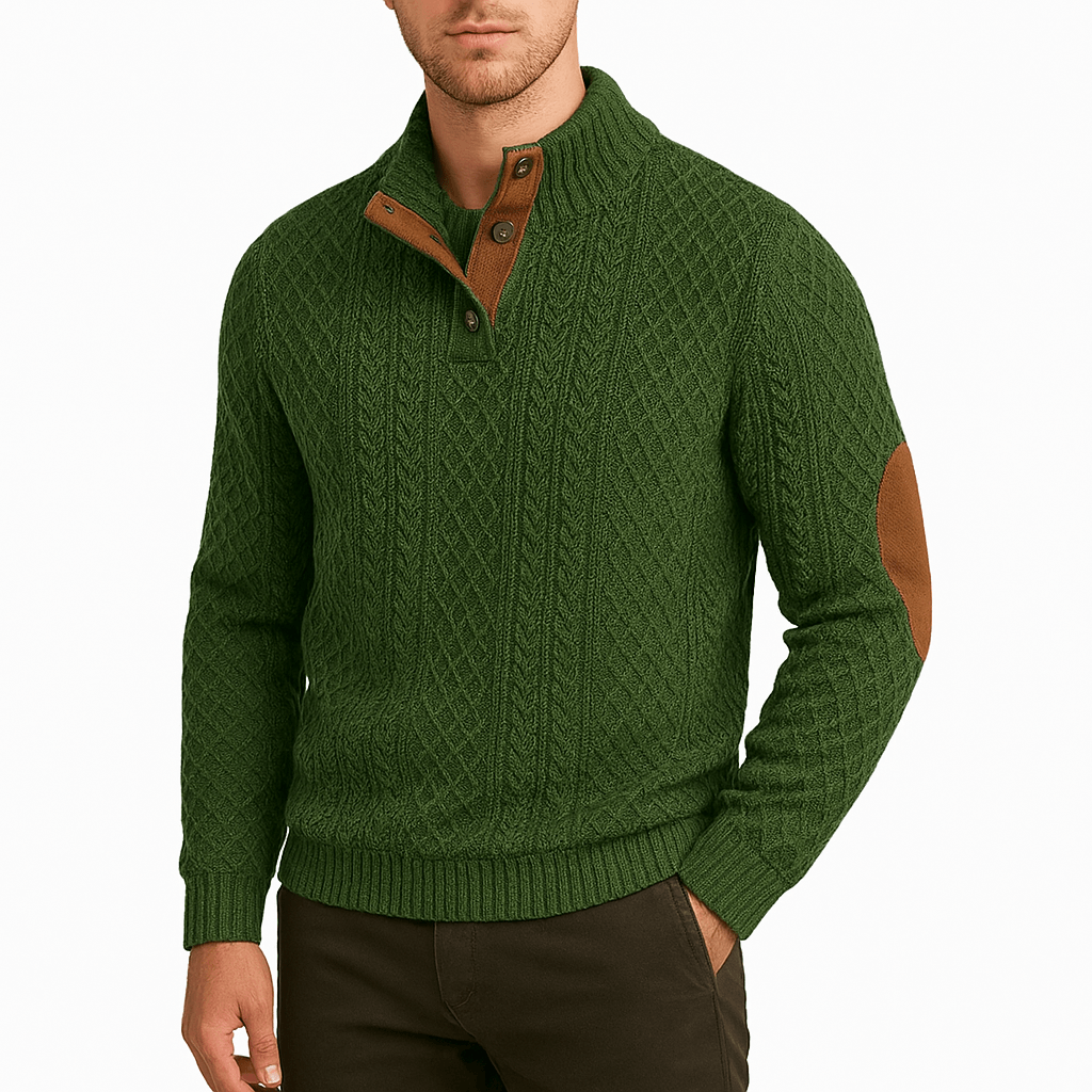 LUXEOUTFIT | Pullover mit Reißverschluss und Lederpatches 2