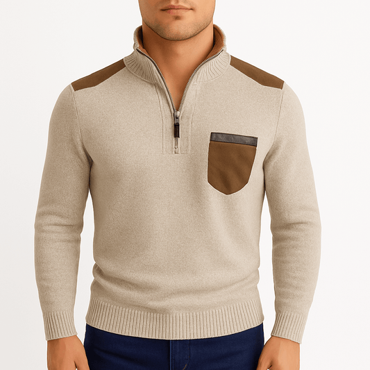 LUXEOUTFIT | Pullover mit Viertelreißverschluss 0