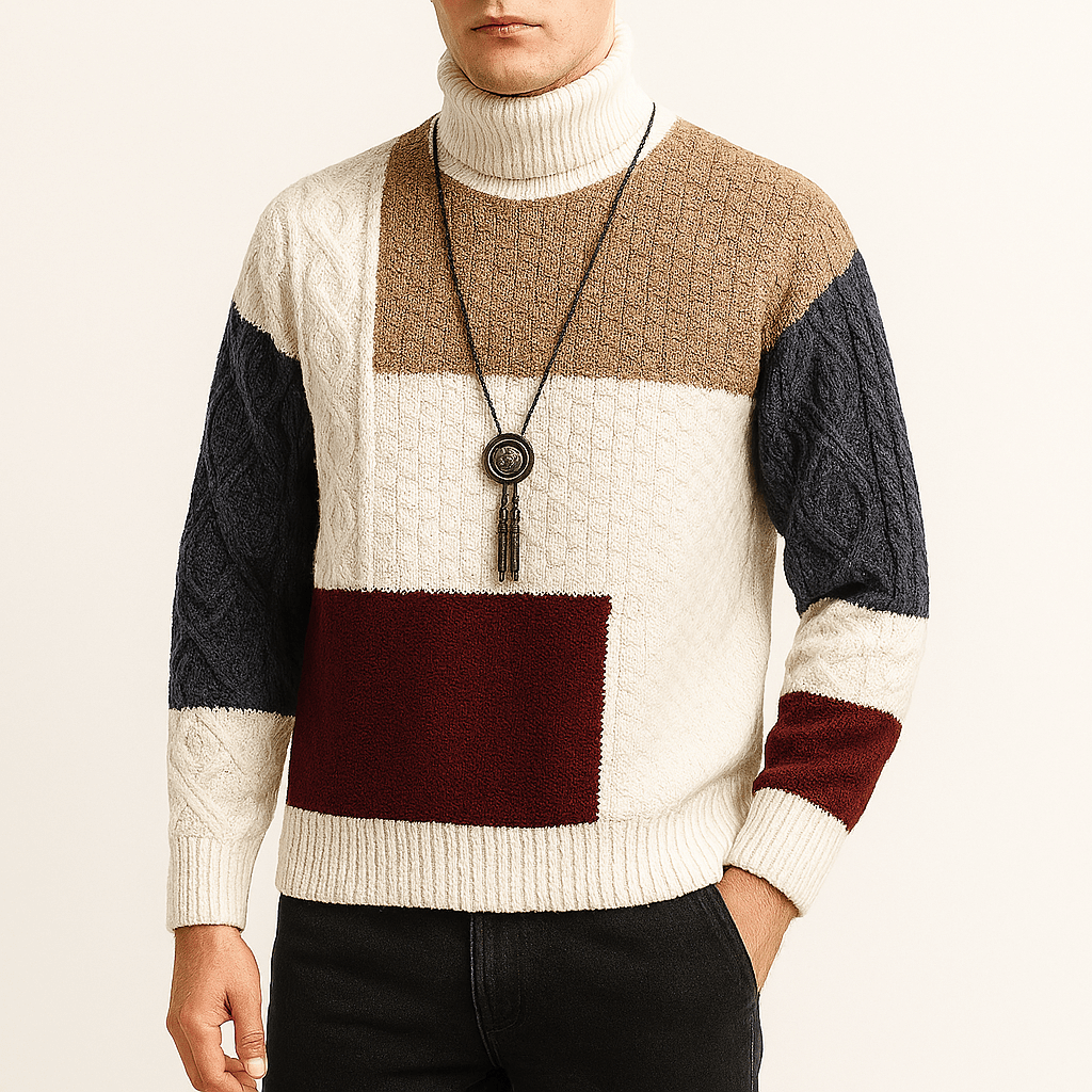LUXEOUTFIT | Rollkragenpullover mit Farbblock 0